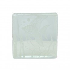 Block form glass fish objet
